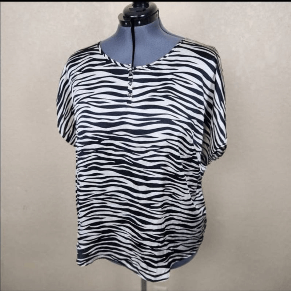 Avenue The Rumor Tee Zebra Striped Blouse 18/20 (6947)